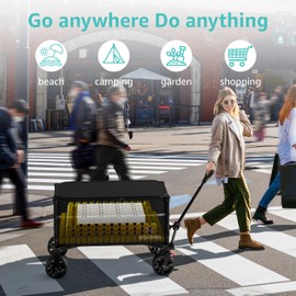 ROSONG Wagon Collapsible Cart Foldable - Folding Utility Heavy Duty Wagons Carts with Cover for Grocery Sports Garden