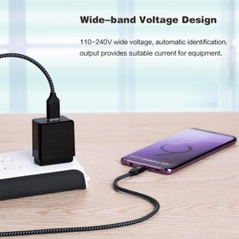 Quick (2Pack) 18W Charge USB Wall Kit Compatible with Beats Studio Buds and 5Gbps Hi-Power Adaptive USB Type-C 5ft Cable