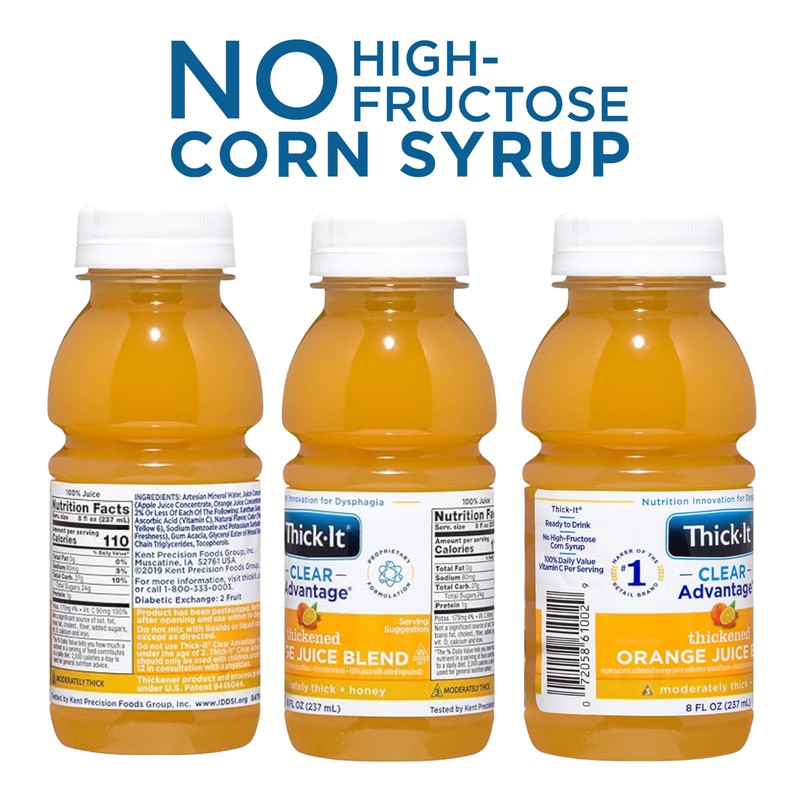 Thick-It Clear Advantage Moderately Thick Orange Juice, Honey Consistency, Ready-to-Drink,