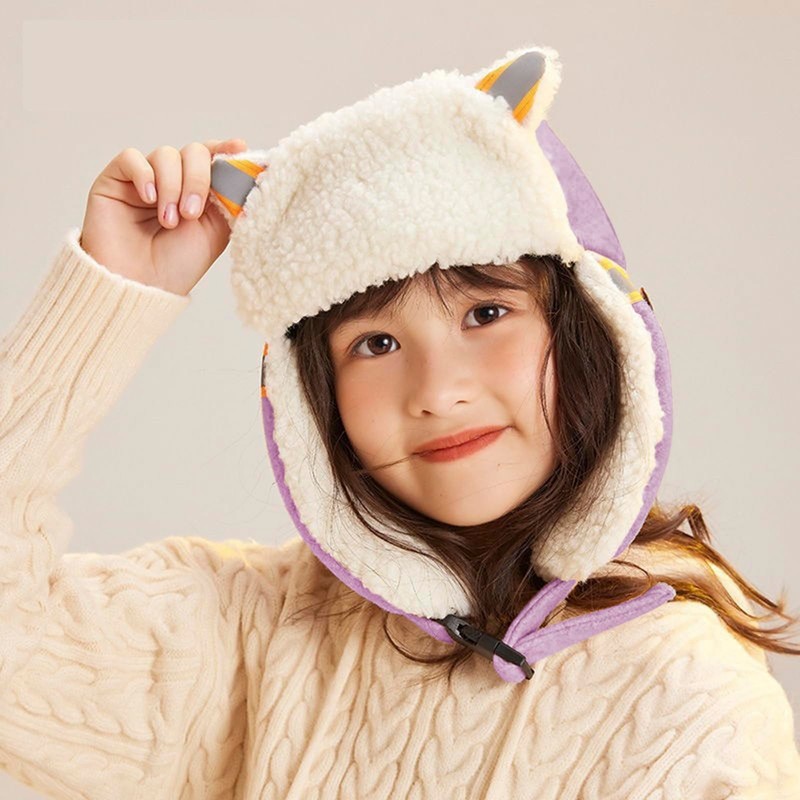 [Afindern] Pilot Cap, Children's Flight Cap, With Earmuffs, Fluffy, Cold