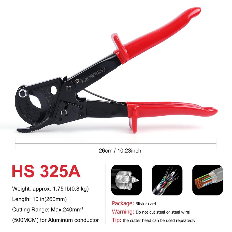 Knoweasy Cable Cutter and Ratchet Wire Cutter Works for Aluminum