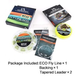Maximumcatch Fly Line Combo Pack: ECO Floating Fly Line, Backing, and Tapered Leader(3/4/5/6/7/8 wt) (WF6F)