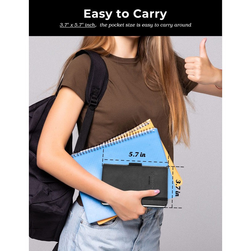 AISBUGUR Pocket Notebook Small Notebook 2-Pack, 3.5" x 5.5" Pocket