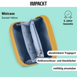 IMPACKT IP1 Hand Luggage Crossbody Bag Made from Recycled Post-Consumer Plastic; Sustainable Shoulder Bag with 6 Year Warranty + Removable Carry Strap, Sunset Yellow, Minimal