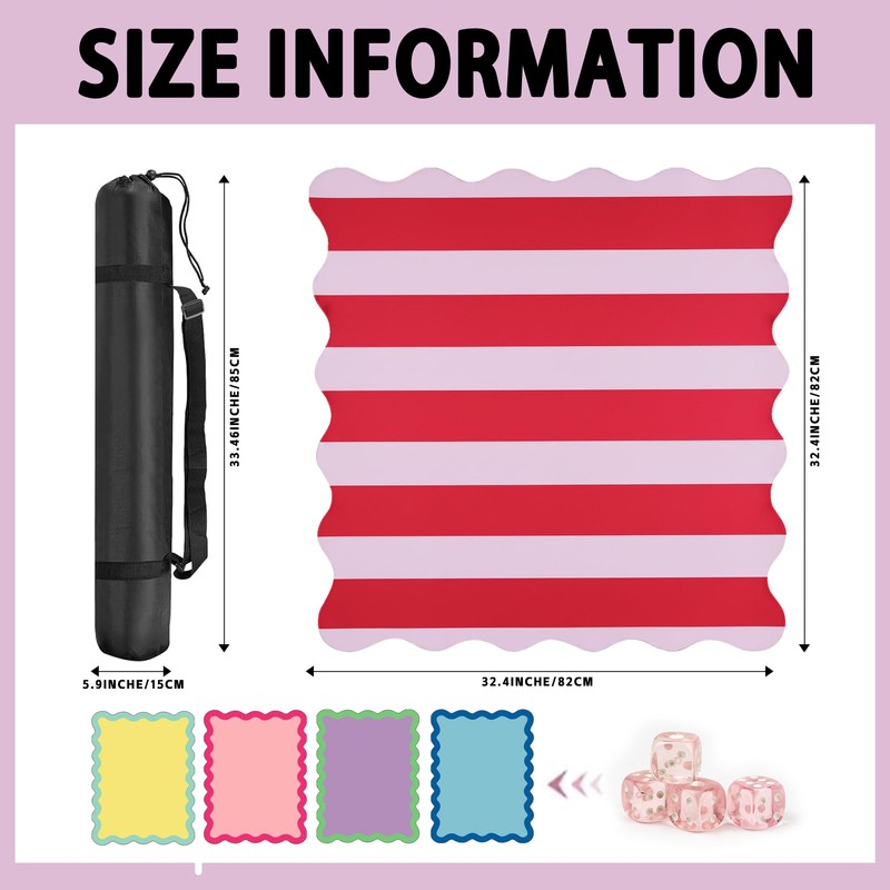 Evervalora 32.4in Scalloped Mahjong Mat, 3mm Mahjong Mat with Accessories-