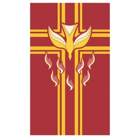 Religious Hanging Banner with Pole Hem, Confirmation or Pentecost Sign, Home and Church Supplies, 2 by 6 Feet