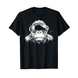 Minimalist Art Gamer Gorilla in VR Headset Virtual Reality T-Shirt