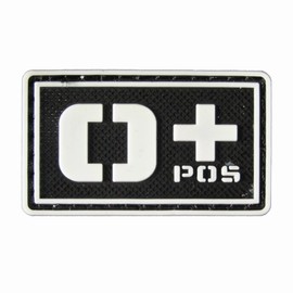 PVC Velcro Patch Blood Type Black Luminous White A+ B+ AB+ O+ A- B- AB- O- (O+)