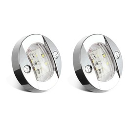 Partsam 3" Waterproof Boat Marine White LED Lights, Courtesy Light, Transom Stern Cabin Lighting for Pontoon Kayak Sailboat, Surface Mount 12V (Pack of 2)