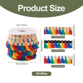 30 Yards Colorful Tassel Fringe Trims Polyester Wide Lace Tassel Cotton Lace Ribbons Sewing Lace Trimming for DIY Crafts Curtains Tablecloths Home Furniture Decor