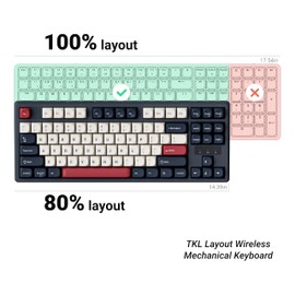 JamesDonkey J4 Wireless Custom Mechanical Keyboard, 2.4 GHz Bluetooth QMK 80% Layout RGB, Hot-swappable Red Switch Compatible with Mac Windows Linux, PBT Durable Keycaps for Gaming - Dark Blue