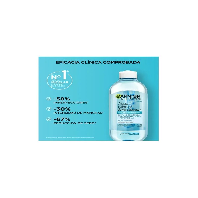 Agua Micelar Ácido Salicílico Skinactive 400ml Garnier