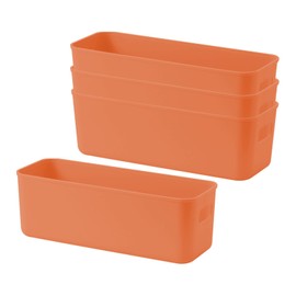 GmeDhc 4PCS Thick Plastic Storage Basket, Rectangular Storage Boxes, Storage Box with Handles, Organizer Storage for Kitchen, Home, Office, Bathroom, Home - Orange