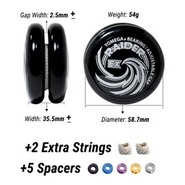 Yomega Raider Ex yoyo Professional yoyo Designed for looping Tricks, The Best Performance Answer for 2A Players.(black)