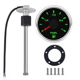 KAOLALI Marine Fuel Gauge Sending Unit 240-33 ohms 6"(150mm for Boat Fuel Sender Stainless Steel and Digital Fuel Water Gauge with Backlight for Universal Vehicle Truck