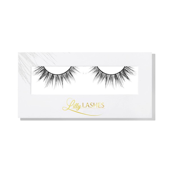 Lilly Lashes Royalty - Lite Mink Lashes | False Eyelashes Perfect for Small, Mono Lid And Almond Eyes | Cat Eye Mink Strip Fake Dramatic Fluffy Flare Lashes 15mm length, Reusable Up to 15 wears