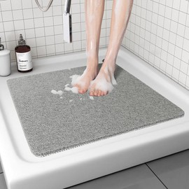 Non Slip Shower Mat, Comfortable Bath mat for Textured Surface, Phthalate Free, Non Slip Comfort Bathtub Mats with Drain, PVC Loofah Bathroom Mats for Wet Areas, Quick Drying