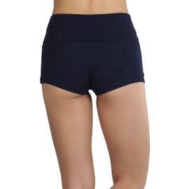 ToBeInStyle - Pantalones cortos de yoga con cintura ancha para mujer, Azul Marino(True Navy Blue), S