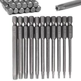 100mm Torx Screwdriver Bit Sets, 11pcs T6-T40 Security Torx Bit Set 1/4 Inch S2 Steel Star Magnetic Screwdrivers Drill Bits Tool