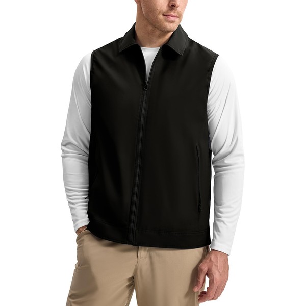 Rdruko Men's Golf Vest Lightweight Outerwear Windproof Water Resistant Grid