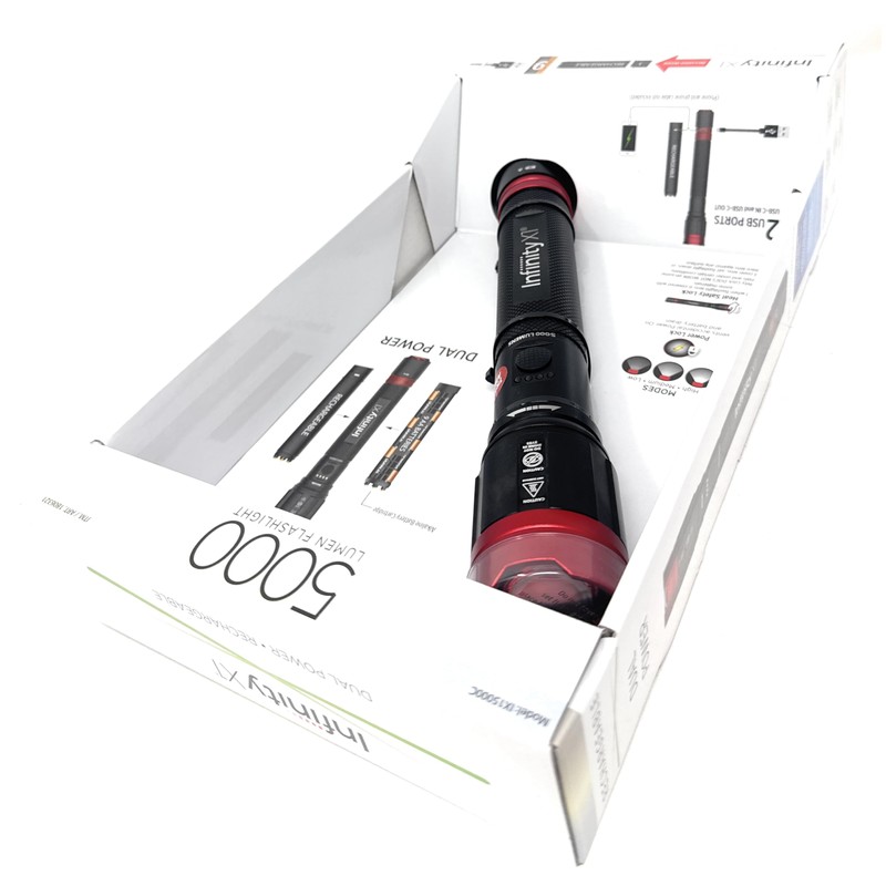 Infinity X1 Dual Power Rechargeable Flashlight 5000 Lumens
