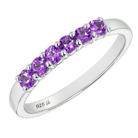 Boston Bay Diamonds .925 Sterling Silver 1/3 Cttw Natural Violet Amethyst Gemstone February Birthstone Stacking Ring- Size 7