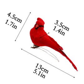 LWINGFLYER Red Cardinal Realistic Artificial Birds Ornaments Feathered Bird Model for Decoration Arts & Crafts Photo Props Floral Arrangements Home Decor Figurines