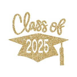 Class Of 2025 Graduation Cap Decal, Graduation T Shirt Transfer, DIY Graduate Shirt Patch, Grad Tshirt Sticker, HTV Vinyl Applique, Pick Size Color, Iron-On Almost Anything (Champagne Glitter)