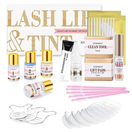 2 in 1 Lash & Brow Lift Kit, 1 Set Professional Eyelash & Eyebrow Perm Kit, Quick Lifting Perming & Coloring Kit with Complete Tools - Color: COFFEE, Specification: one-size