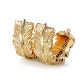 CHAMOON® Feather Charm Pendant 925 Sterling Silver Leather Bracelet Women, Sterling Silver, Feather