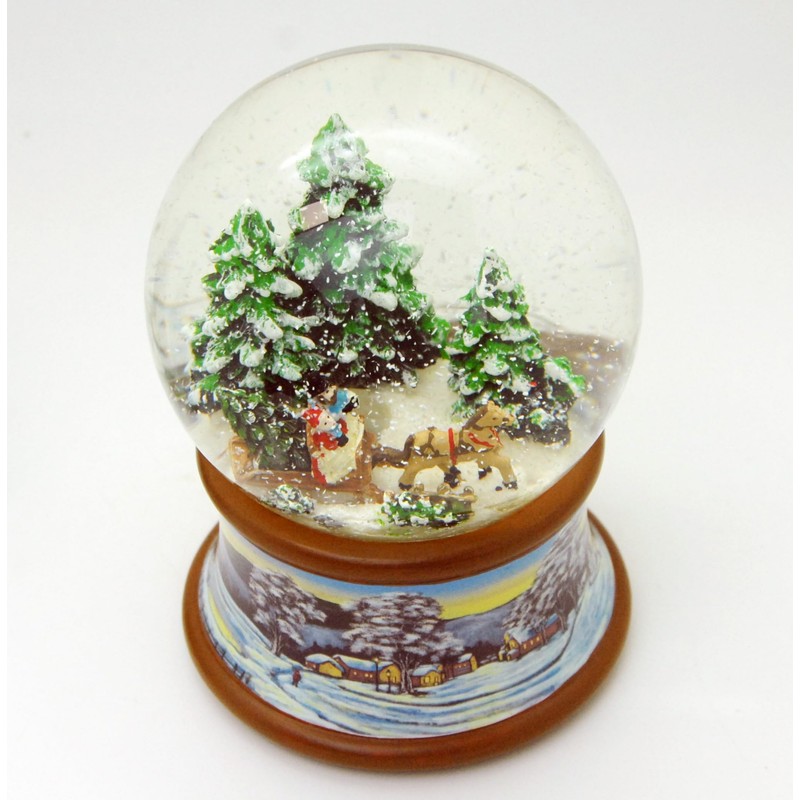 Snow Globe Family Carriage Ride Christmas Tree Get on Nostalgic