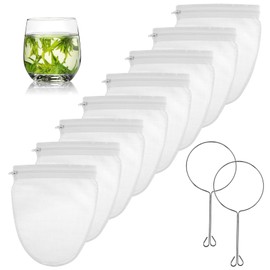 Filter Bags with Stainless Steel Handle Ultra Fine Mesh Strainer Bag with Zipper Reusable Nut Milk Bag Cheese Cloth Bags Portable Mesh Strainer Bag for Nut Milk Coffee Butter Juices Fresh Cheese