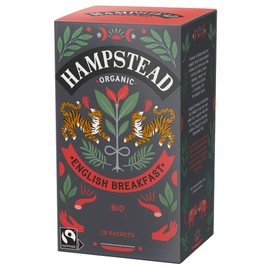 Hampstead Organic English Breakfast 20 Teabags (Pack of 4 Total 80 Teabags) | Plastic Free | 100% Organic