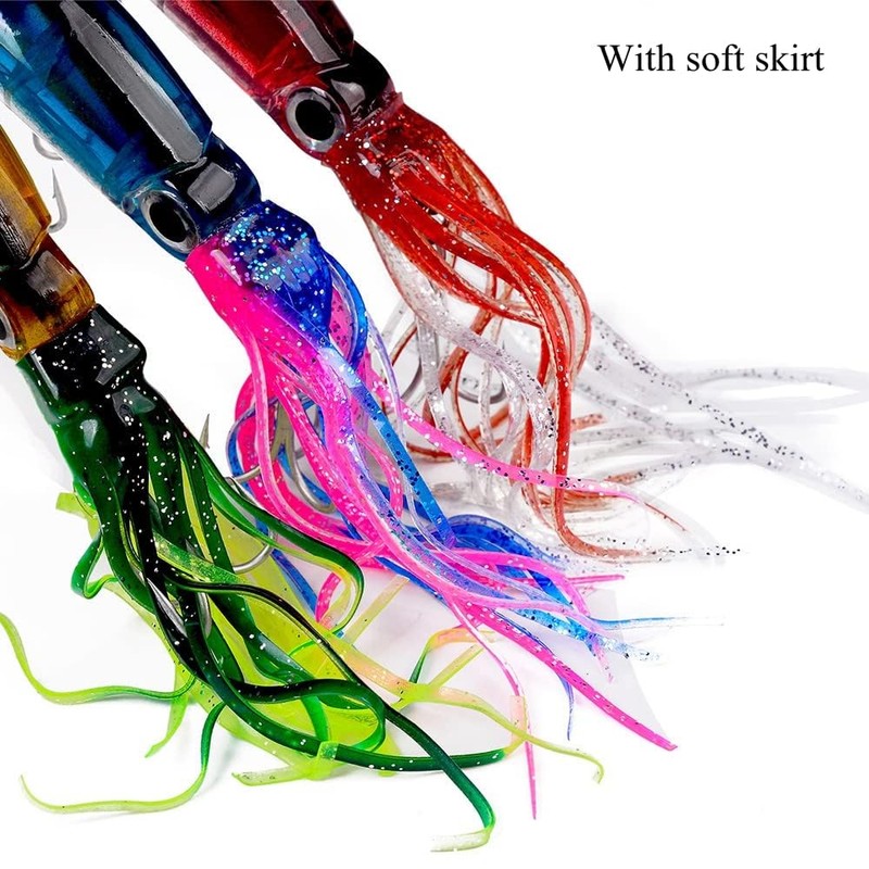 OriGlam 4pcs Simulation Squid Fishing Lures Bait Kit, Octopus Swimbait