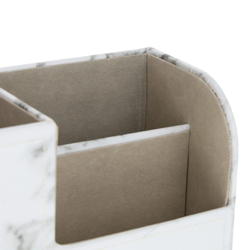 Relaxdays Desk Organiser, Pen Holder with 3 Compartments, Marble Look,