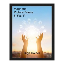 Hoikwo 1 Pack 8.5x11 Black Adhesive Magnetic Frames for Letter Document Holder for Refrigerator Glass Door