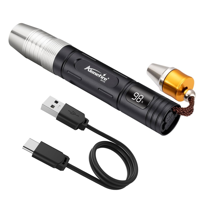 Alonefire SV124 EDC Flashlight Mini 365nm/395nm UV Blacklight, Yellow and
