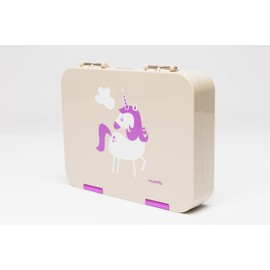 Kid-Friendly Easy Clean Bento Lunchbox by My Family - Leakproof, Durable, BPA-Free - Fits Cooler Bag - Dishwasher Safe - Unicorn