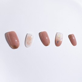 Light Rain Oval Nails Press on - Nebula, Luxury 3D Handmade Pink Reusable Gel UV Finished Bling False nails, Hand-Painted Fake Nails with Design by Professional Manicurist, Medium Oval, Small Size