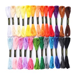 Embroidery Threads 25 Skeins Per Pack, AUERVO Embroidery Floss, Cross Stitch Threads, Friendship Bracelet Thread，Crafts Floss Rainbow Color with 6 Embroidery Bobbins…