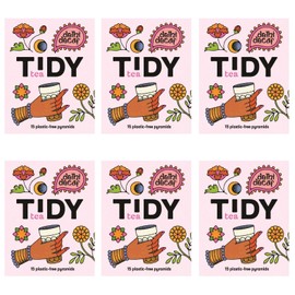 Tidy Tea, Delhi Decaf, 6 x 15 Plastic Free Pyramid Tea Bags, an Everyday Classic Decaffeinated Black Tea