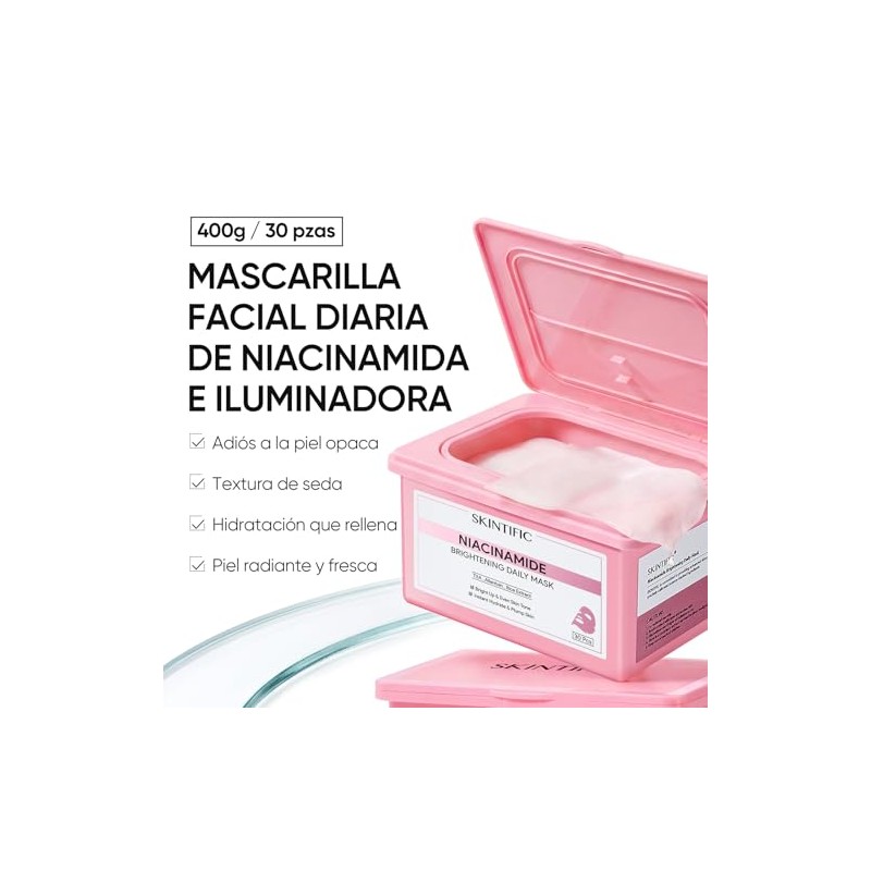 Skintific Mascarilla Facial Aclaradora Niacinamida Ácido Tranexámico Piezas Manchas Brillo