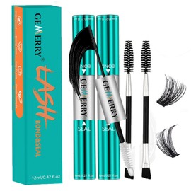 GEMERRY 2PCS Lash Bond and Seal Eyelash Glue, Cluster Lash Glue, Individual Lash Glue Eyelash Glue for DIY Eyelash Extensions Clear Waterproof 48H+ Latex-Free Overnight Beginner Friendly 24ML