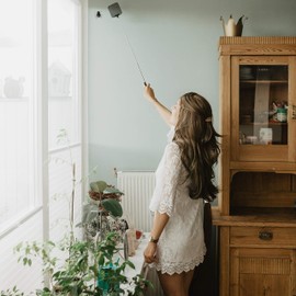 ECENCE 41010103 Telescopic Extendible Fly Swatters 26 cm - 72 cm Long Black Set of 2