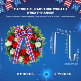 Crowye 4 Pieces July 4th Grave Wreaths with Stand Set with 2 Pcs 15.8" Independence Day Wreaths for Cemetery 2 Pcs 8" Headstone Hanger Cemetery Wreath Holder Patriotic Grave Wreath for Tombstone
