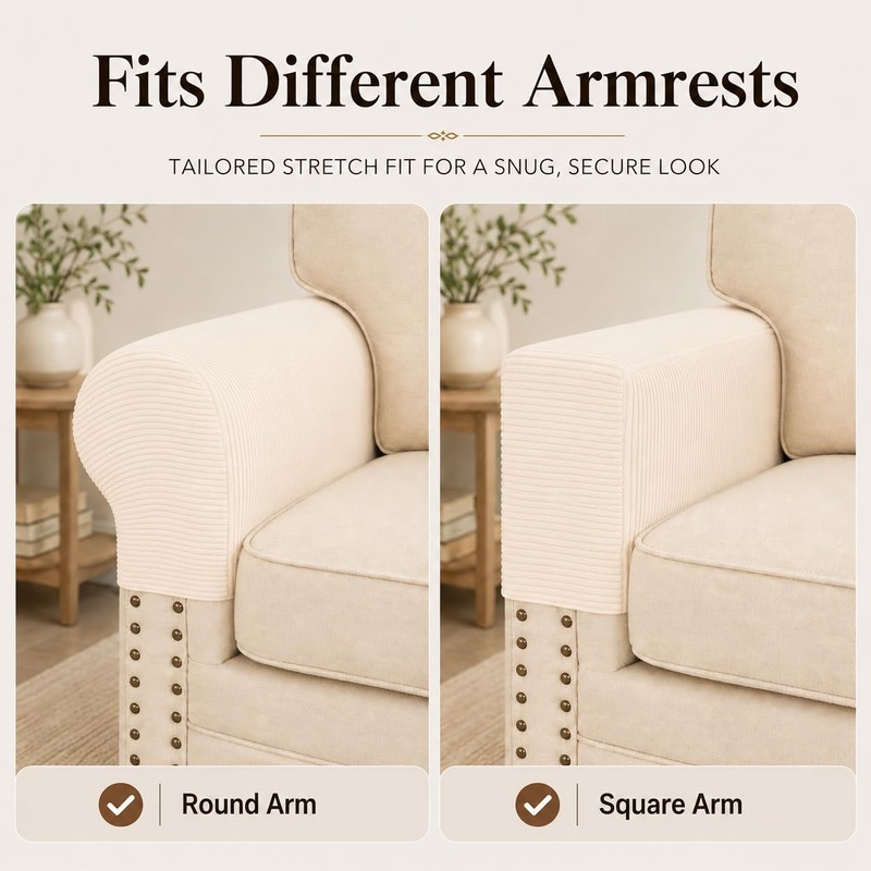 Anti-Slip Sofa Armrest Covers for Couch, Couch Arm Covers Jacquard