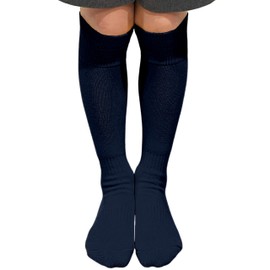 COUVER Kids Junior Multi-Sports Knee Socks w/Cushion, NAVY, Youth Large, 1PR