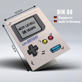 Lovely Cards Gameboy - 18th Birthday - Gift Boy 18 Years - Gamer Gift - Gift Boy 18 Years (A6) (18 Years)