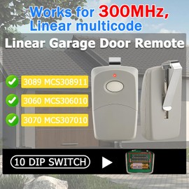 2 Replacement for Linear Multicode Garage Gate Opener Remote, 300MHz 10 Dip Switch Garage Door Remotes Transmitter 3089 308911 MCS308911