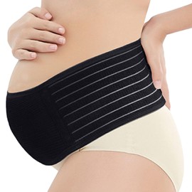 HTRTRR Pregnancy Belly Belt - Breathable Pregnancy Belt with Abdominal Support - Support Belt Pregnancy for Back for Everyday Use and Sports (Black)